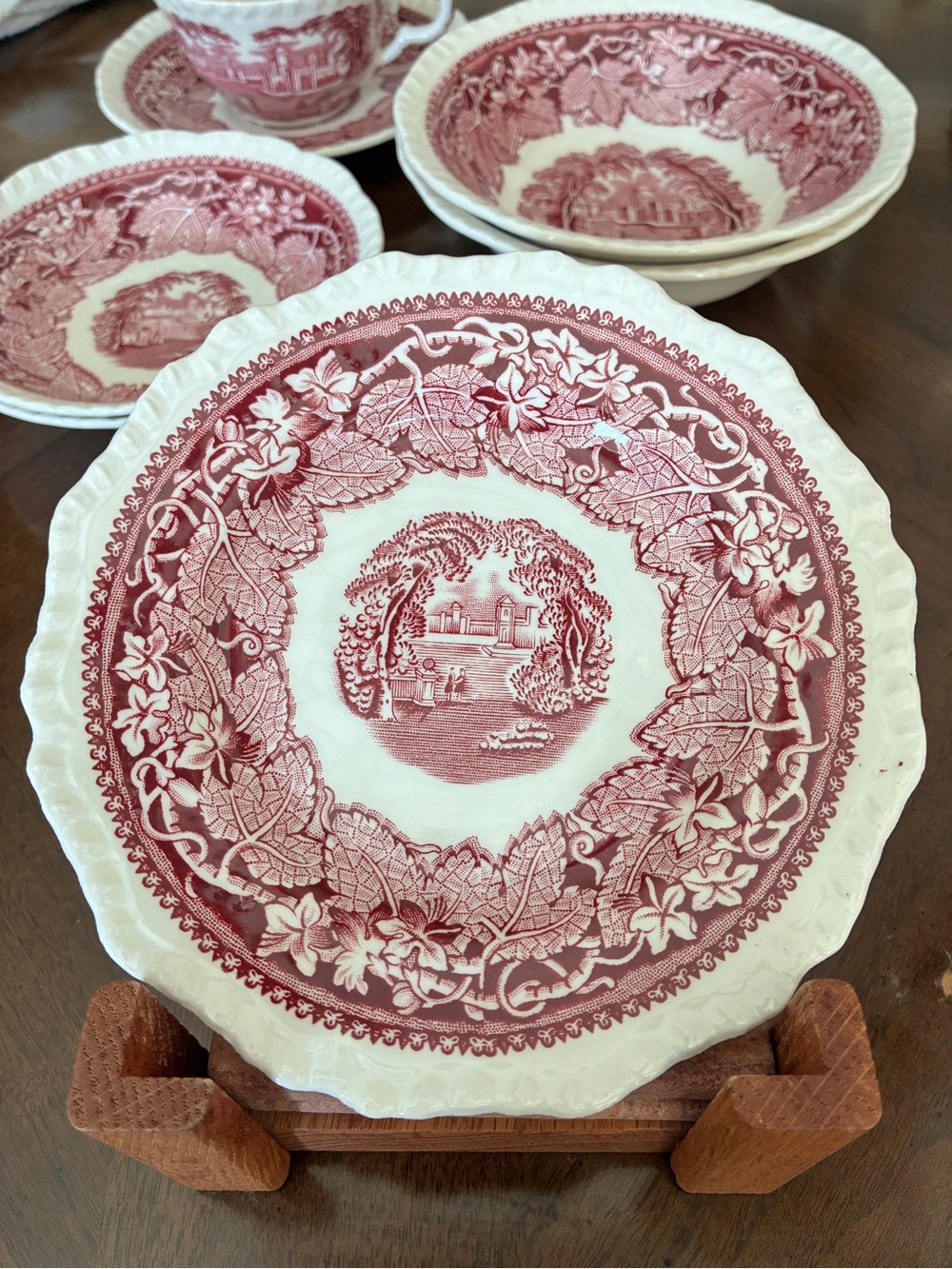 VTG Mason’s Vista Pink Red Ironstone Transferware Bread Plate, 5.75 in Lite Craz